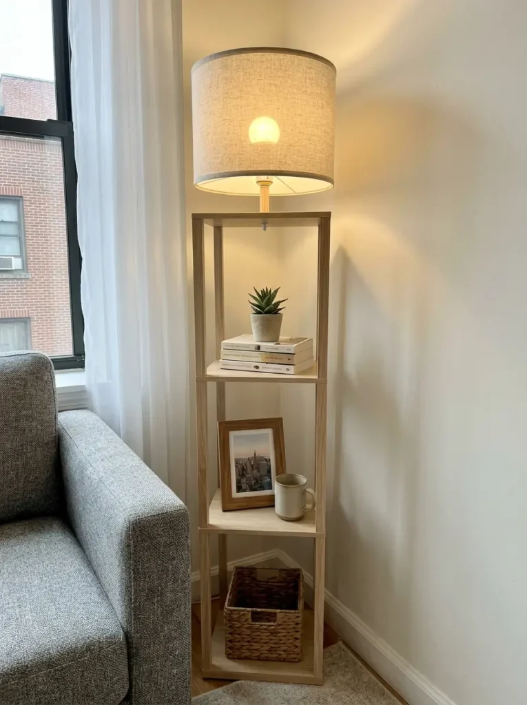 Place a Tall Shelf Lamp in an Empty Corner