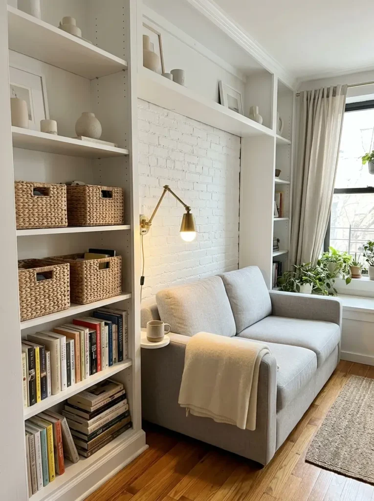 Place the Couch Near Built-In Storage