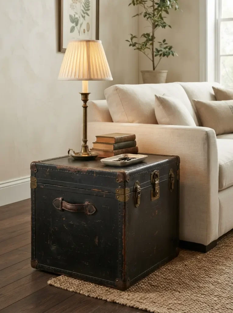 Repurpose a Vintage Trunk as a Side Table