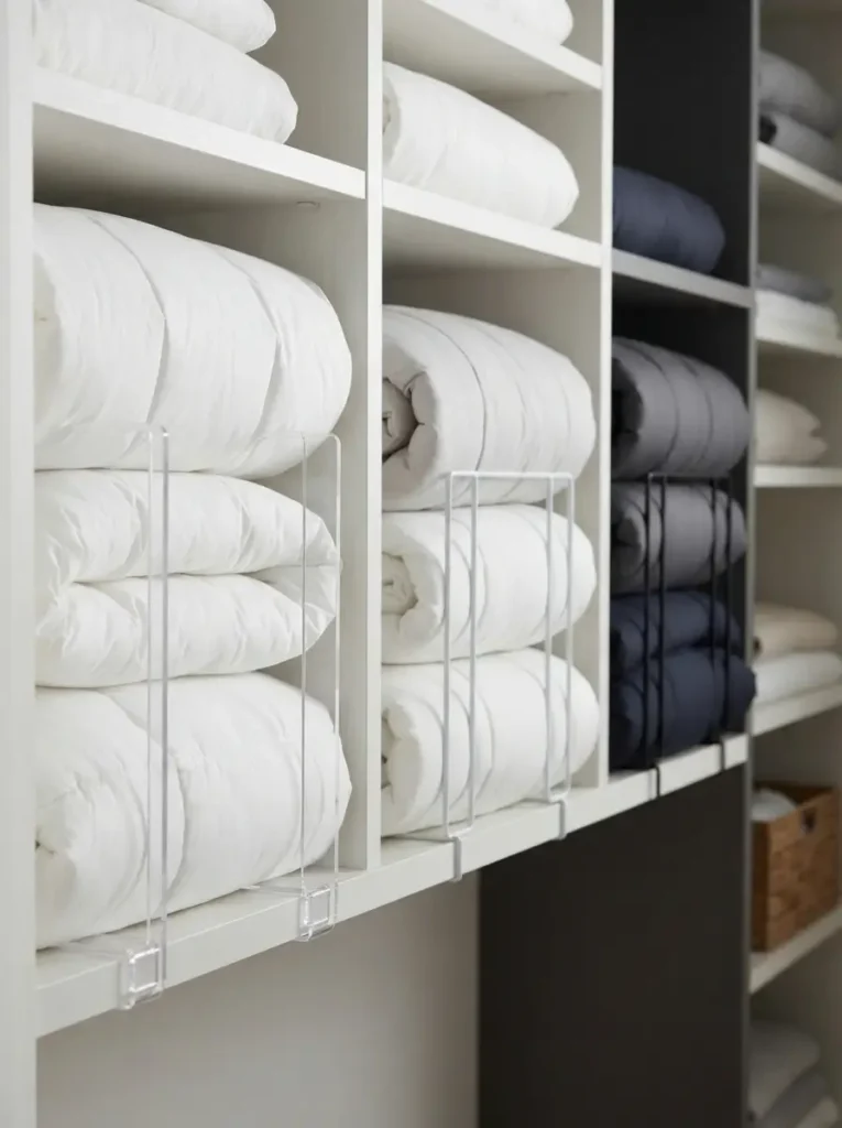 Separate Bedding With Shelf Dividers