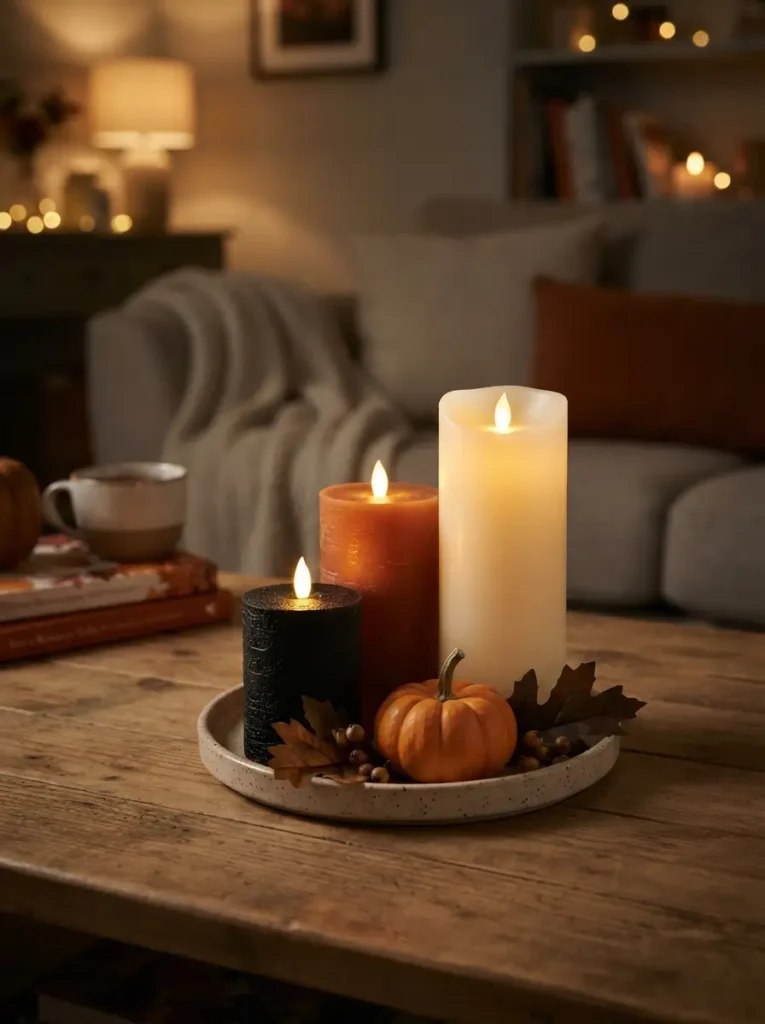 Set Up a Black and Orange Candle Cluster