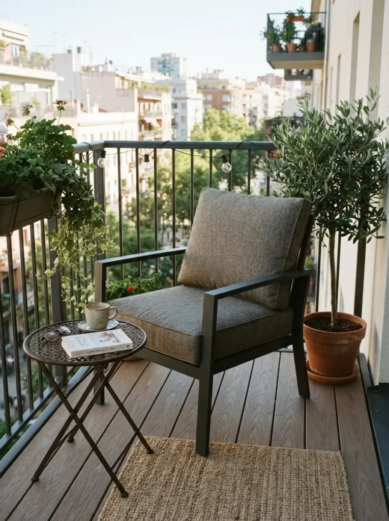 Set up a one-chair coffee nook for quiet mornings