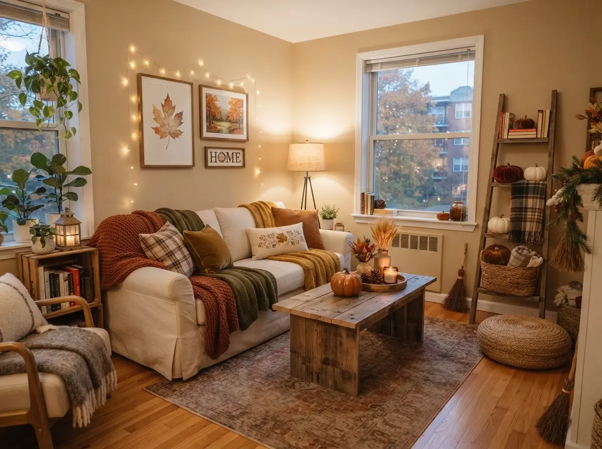 Small Apartment Fall Decor Ideas with Rustic Touches