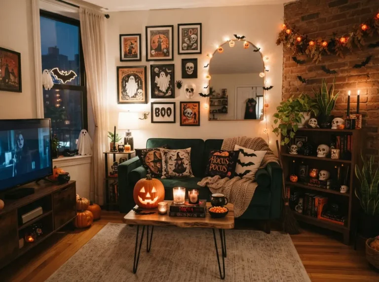 Spooky Cozy Halloween Apartment Living Room Decor Ideas for Small Spaces