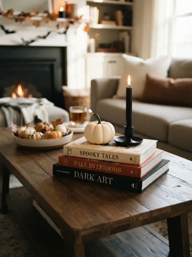 Stack Books in Black and Orange Tones