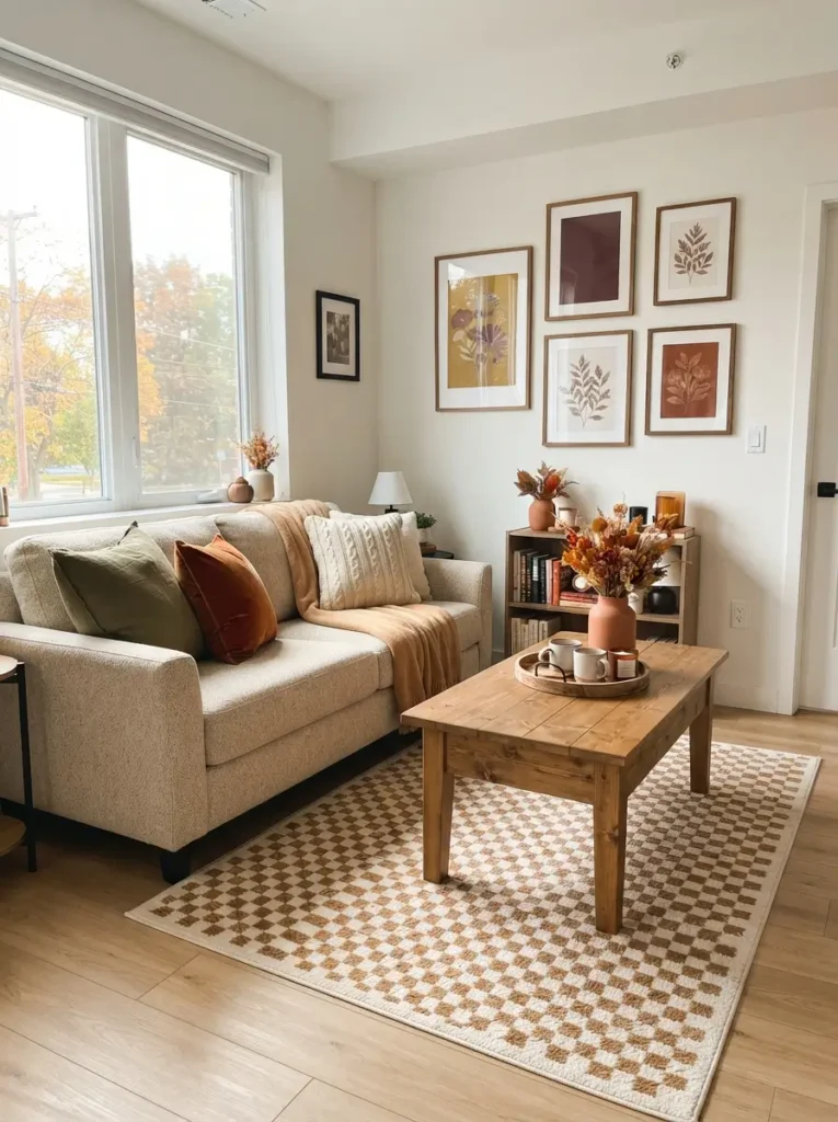 Start with a warm rustic color palette