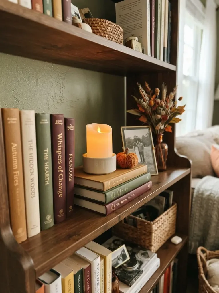 Style a Candle Corner on a Bookshelf