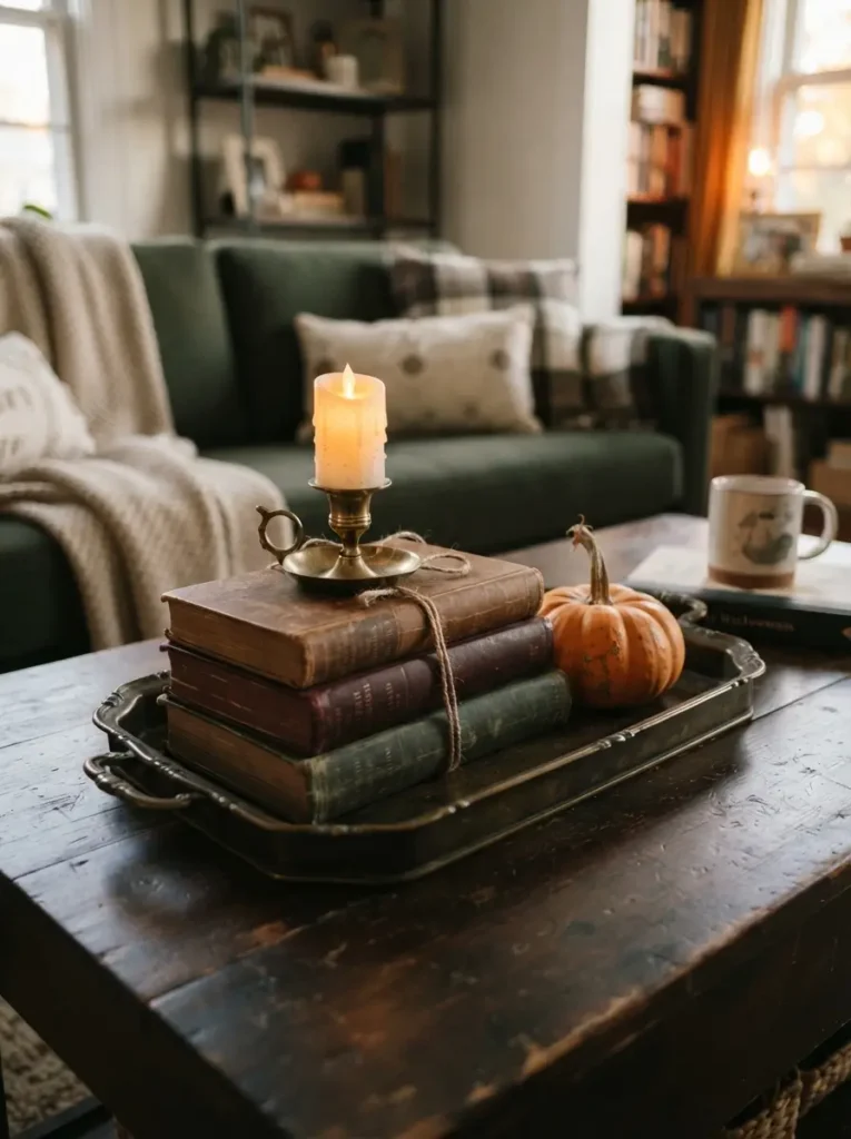 Style a Coffee Table with Old Books and Low Candlelight