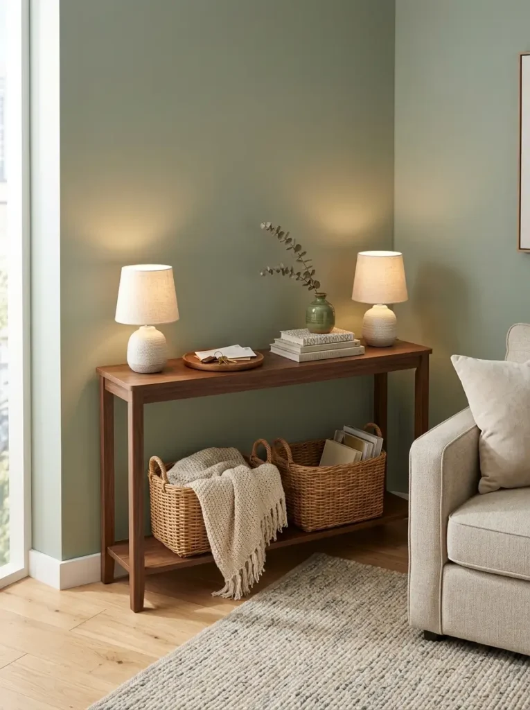 Style a Corner Console With Two Small Lamps