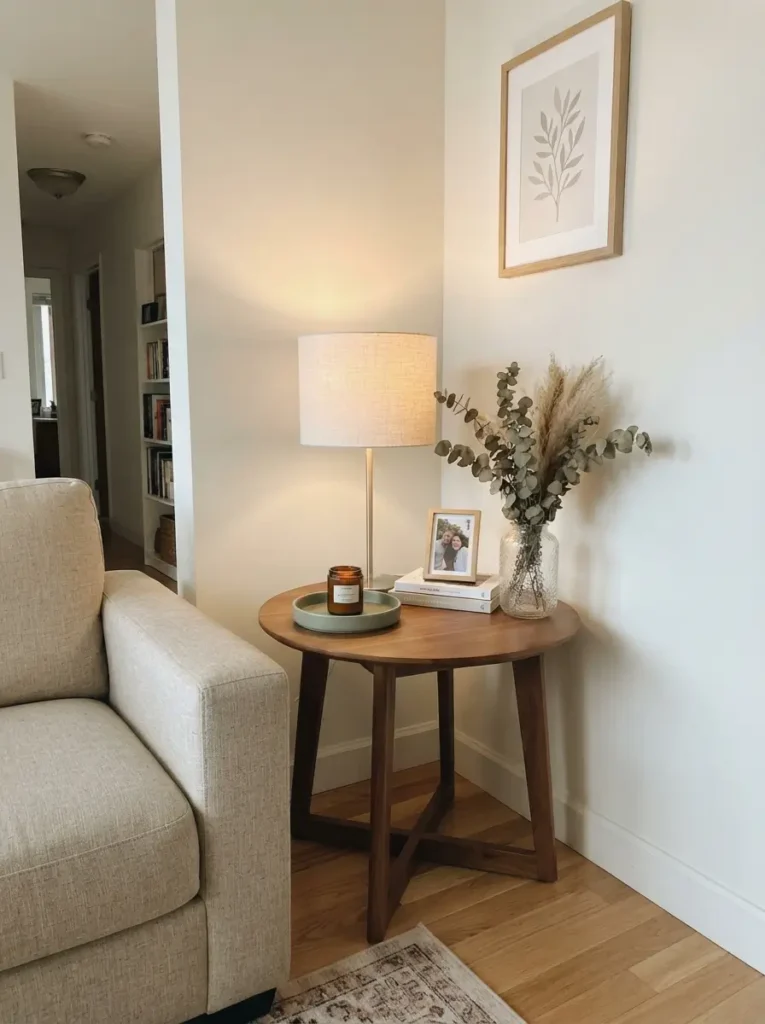Style a Corner with a Small Accent Table and Table Lamp