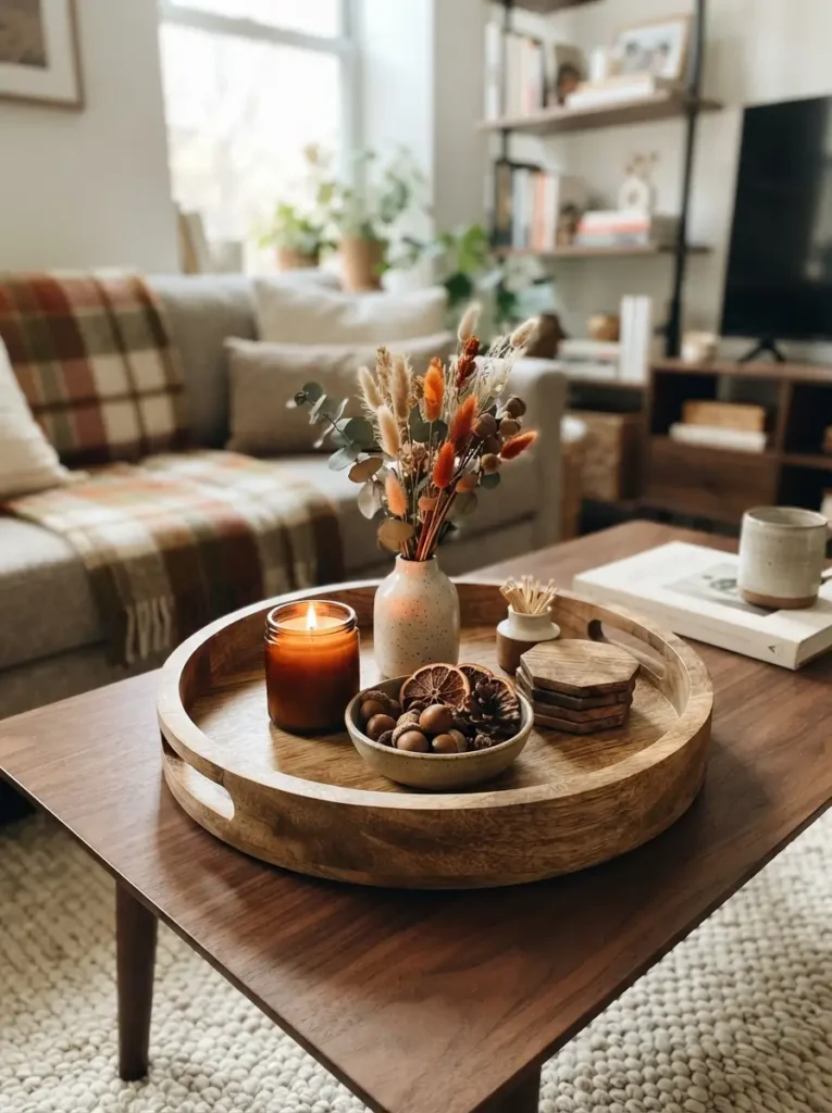 Style a small coffee table tray
