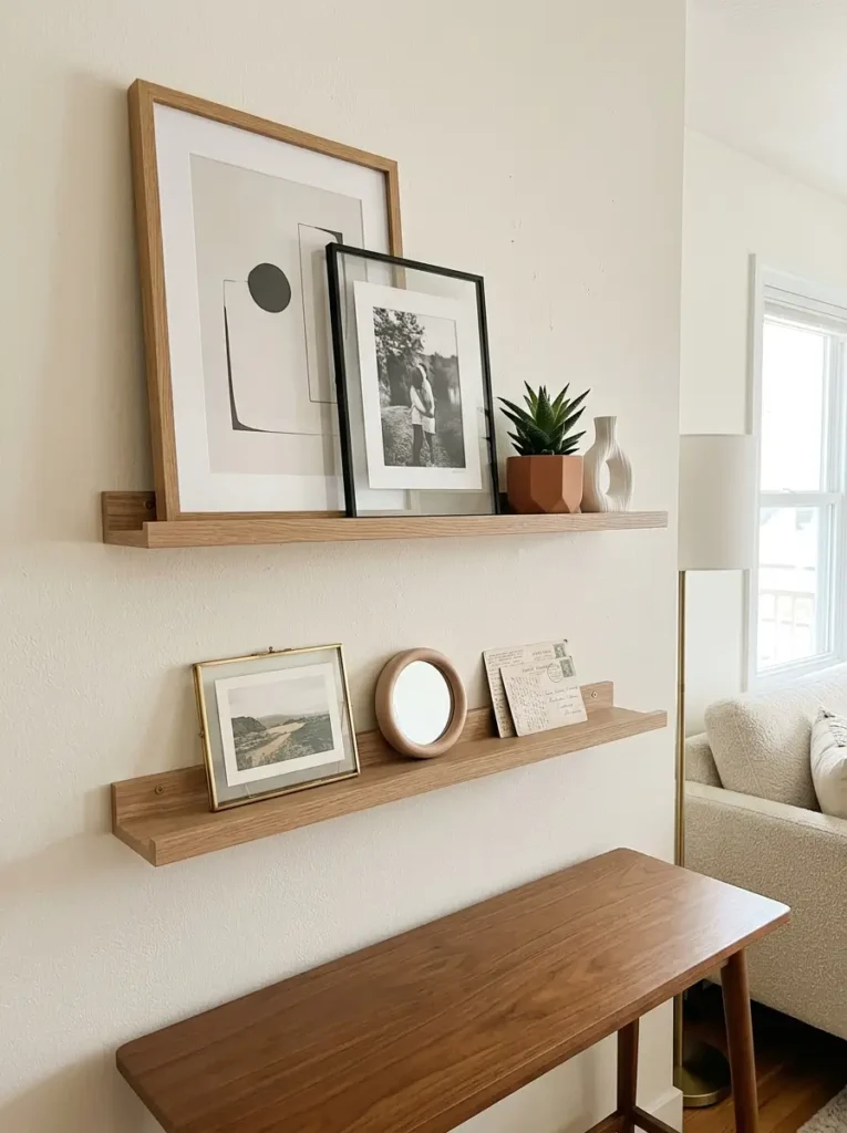 Style removable picture ledges instead of gallery walls