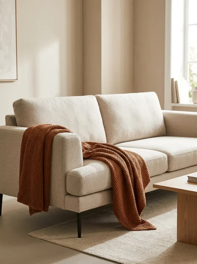 Style the Beige Couch With a Throw Blanket