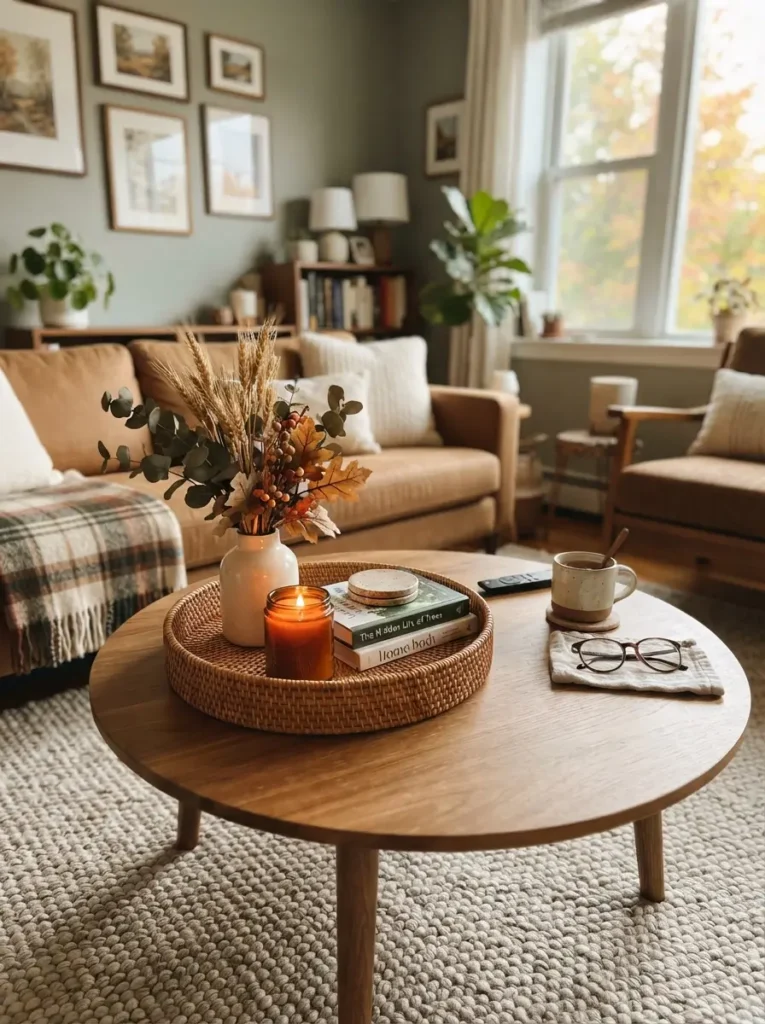 Style the coffee table with useful fall decor