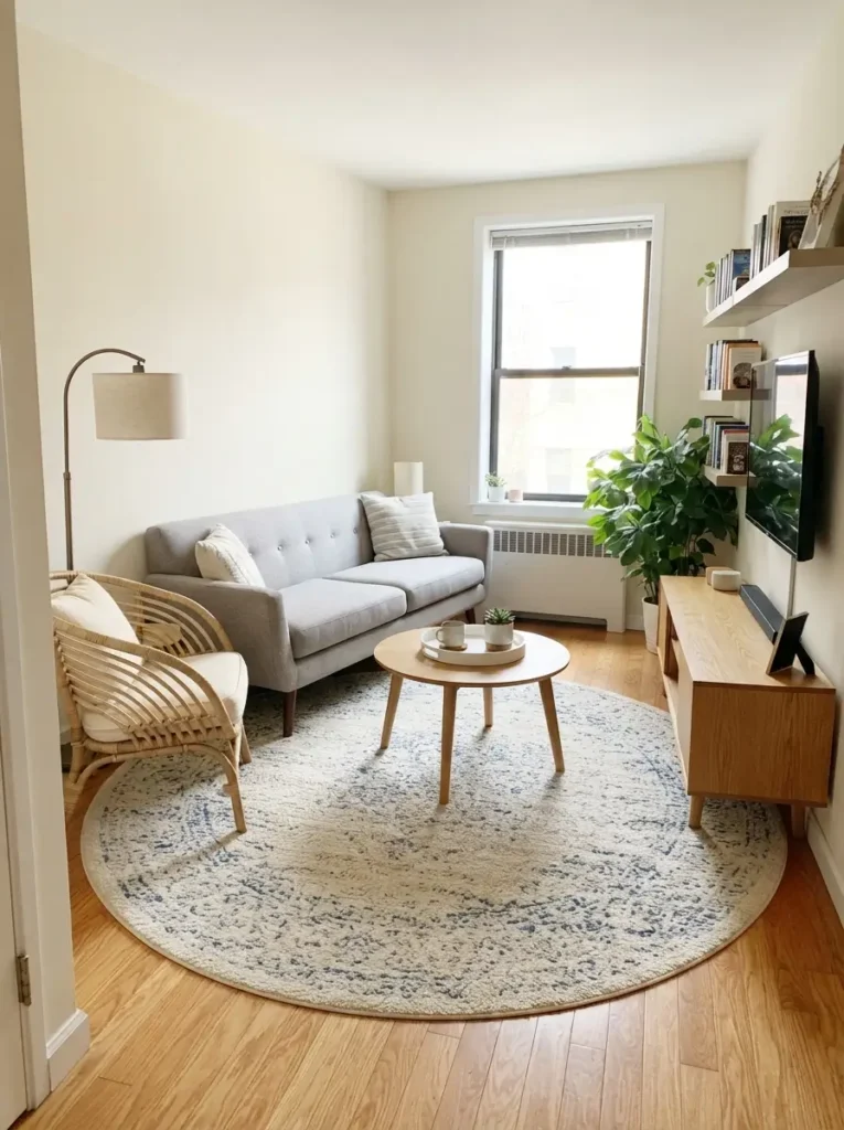 Try a Round Rug to Soften Sharp Lines