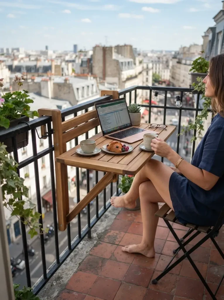 Try a railing table for very small balconies