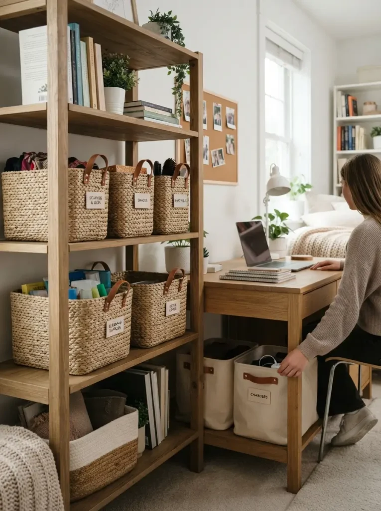 Use Matching Storage Baskets