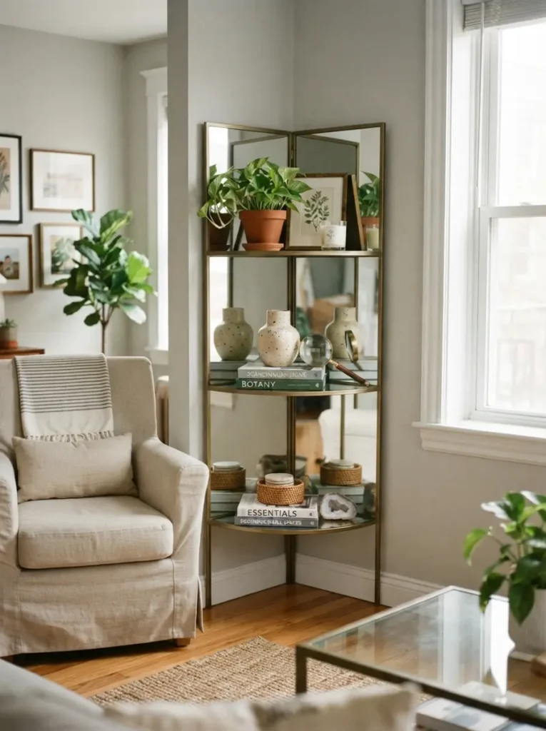 Use Mirrored Corner Shelves Carefully