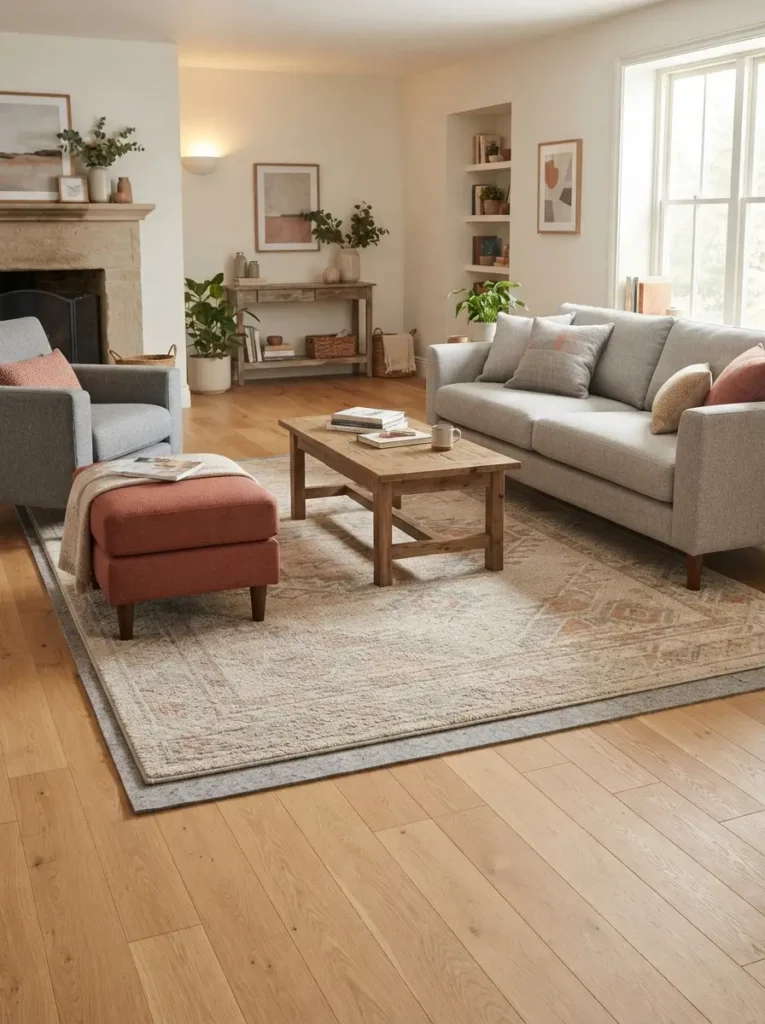 Use One Large Rug Instead of Several Tiny Ones