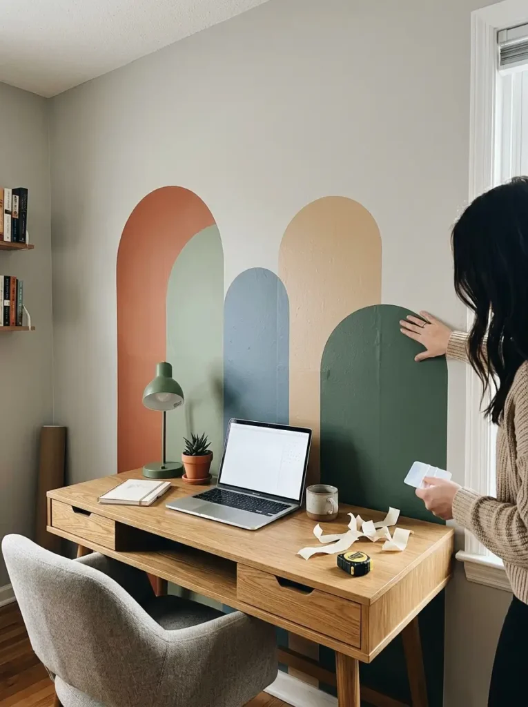Use Peel Stick Arches Over a Desk Area
