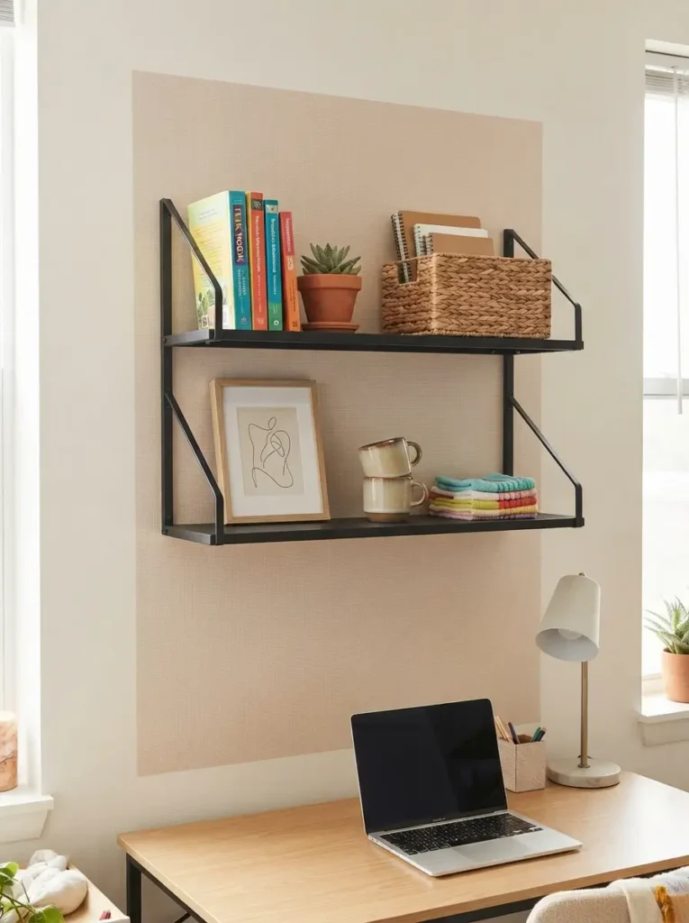 Use Peel Stick Art to Style Open Shelves