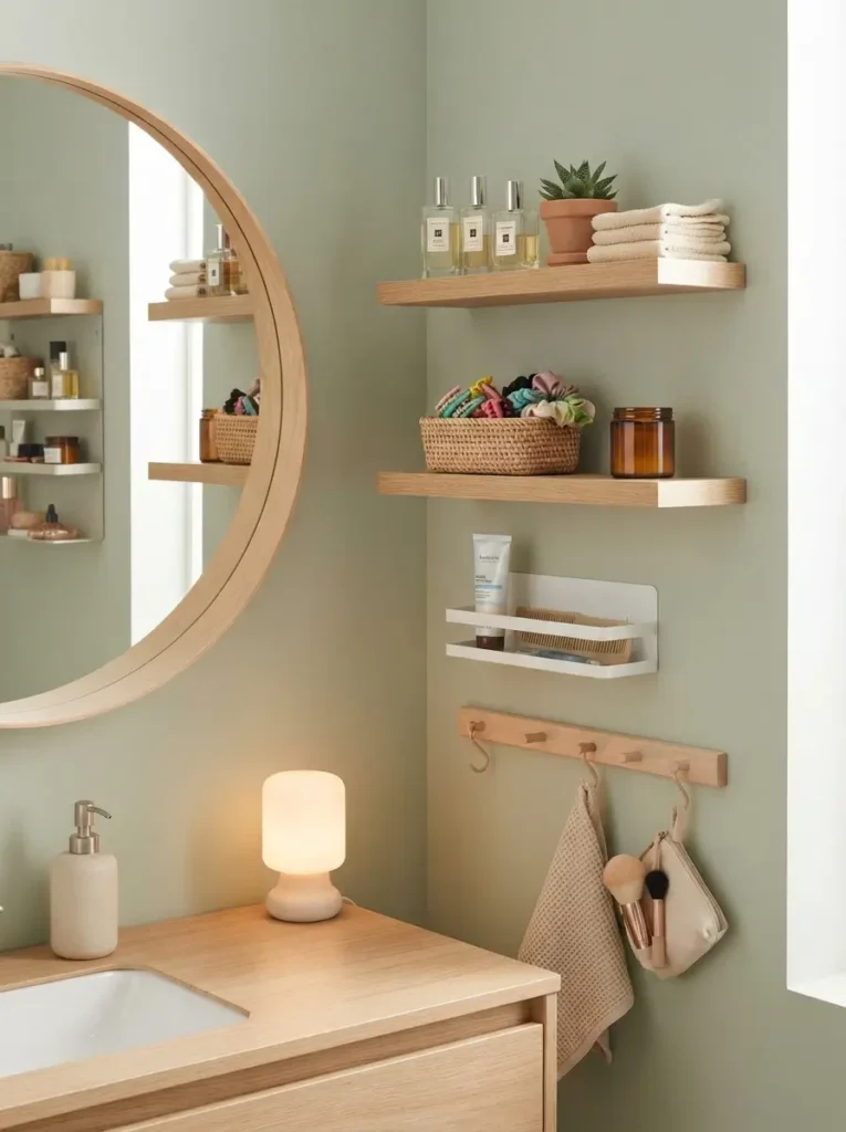 Use Vertical Wall Storage Above or Beside the Vanity