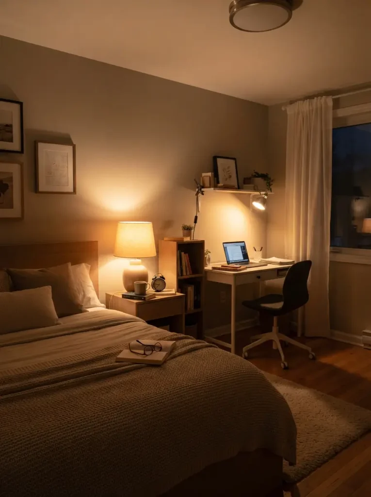 Use Warm Lighting Instead of Harsh Ceiling Light