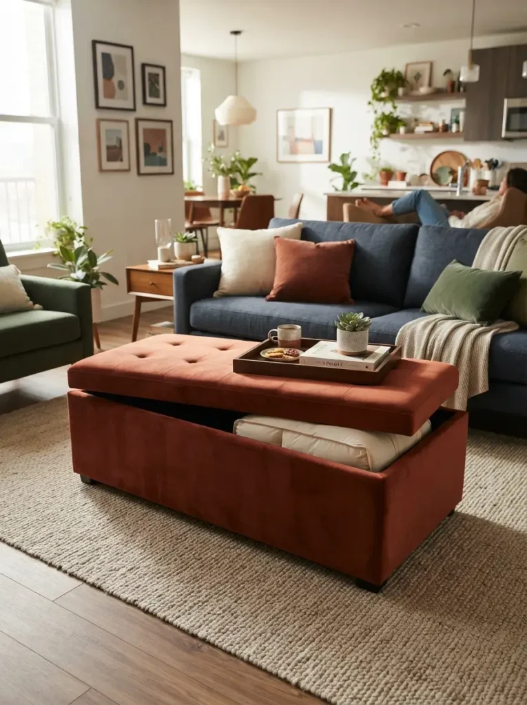 Use a Storage Ottoman in the Living Room
