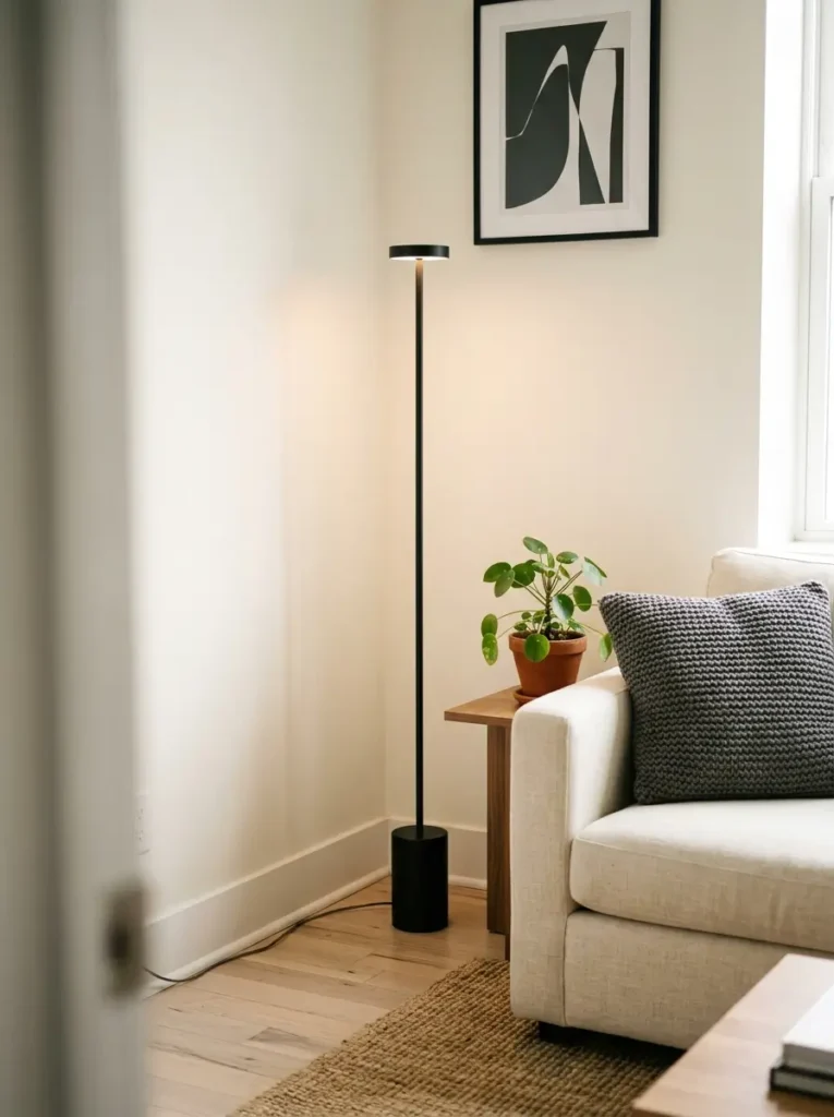 Use a Tall Narrow Lamp in an Empty Corner