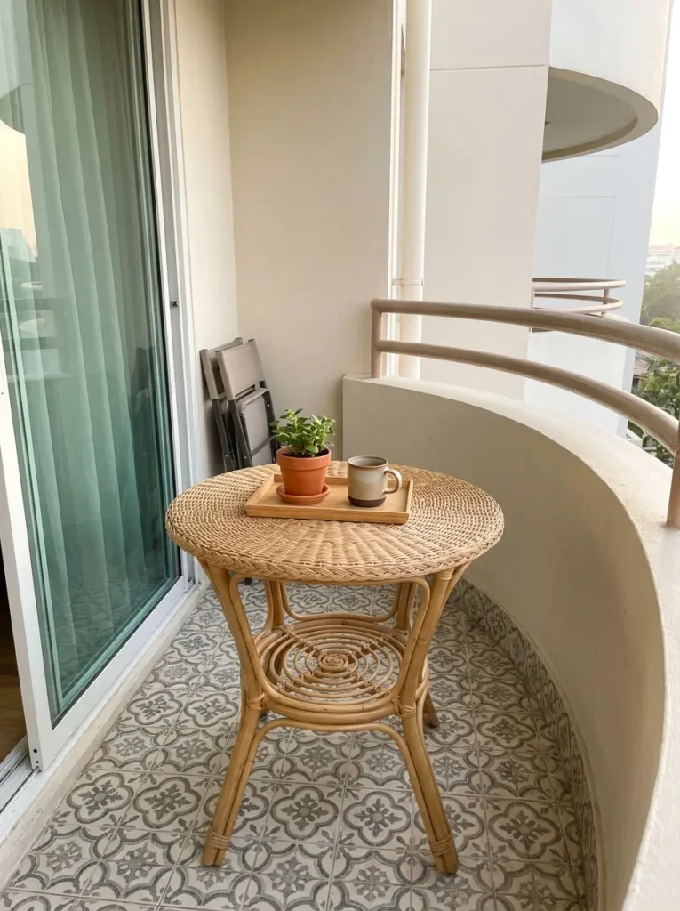 Use a small round table to soften the layout