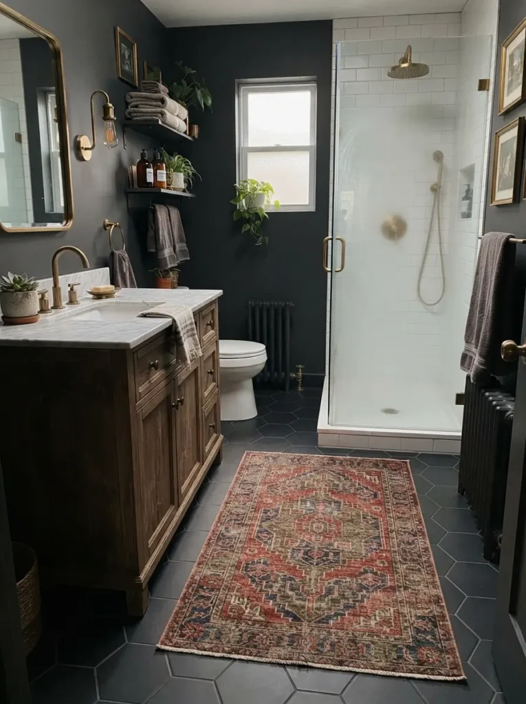 Use an Antique-Style Rug Outside the Wet Zone