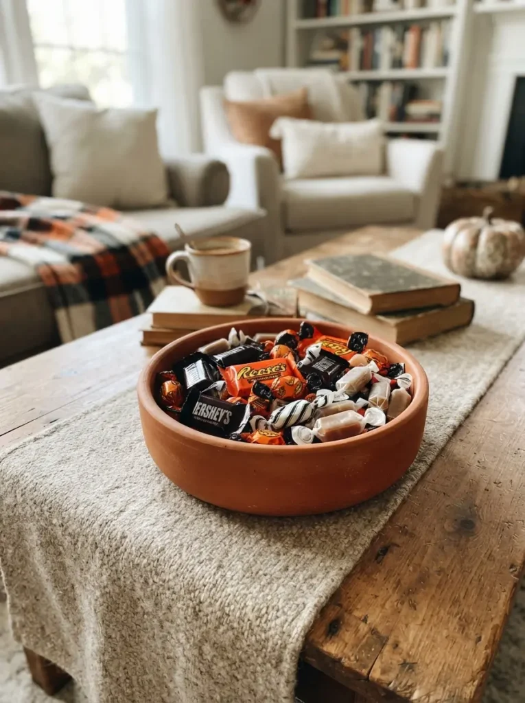 Use an Orange Bowl for Candy or Wrapped Treats