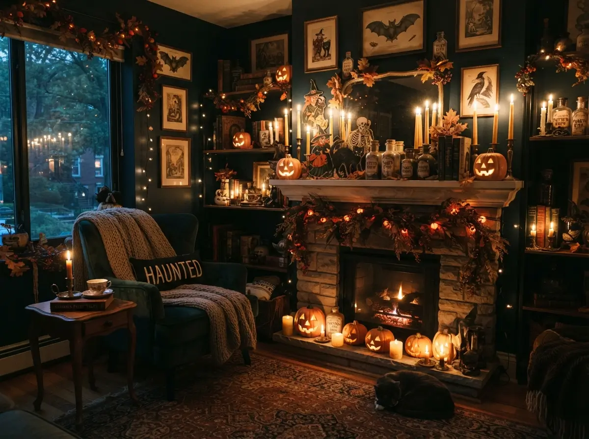 Vintage Halloween Apartment Decor Ideas with Candlelight