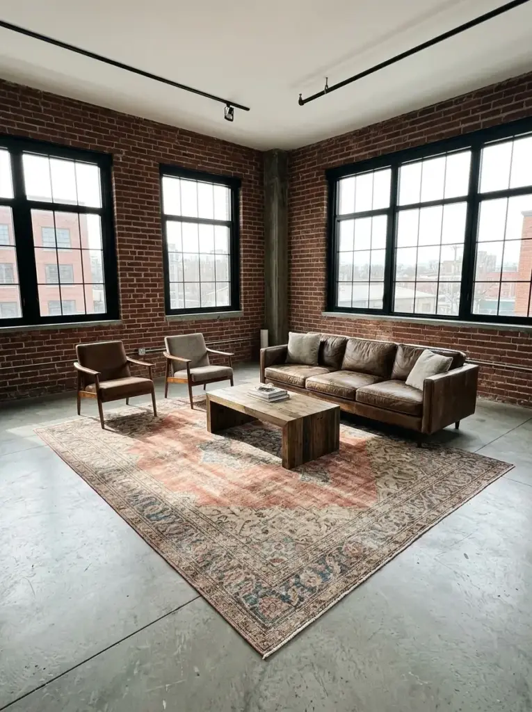 Vintage Rugs to Soften Industrial Edges