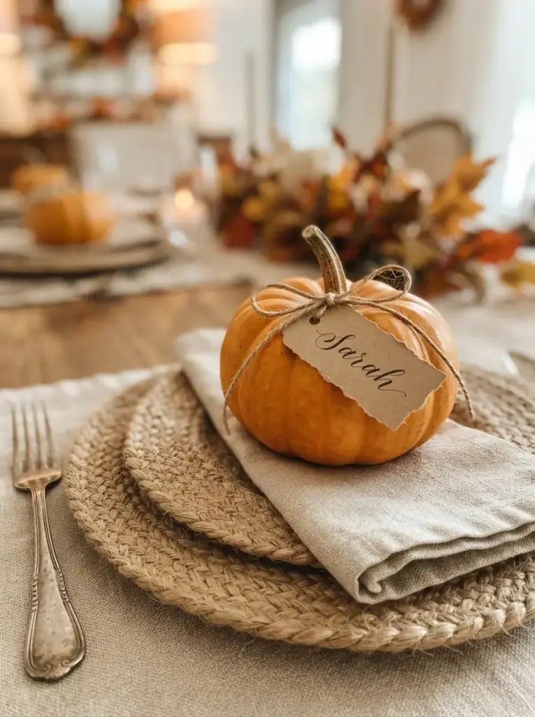 Add Personalized Mini Pumpkin Place Settings
