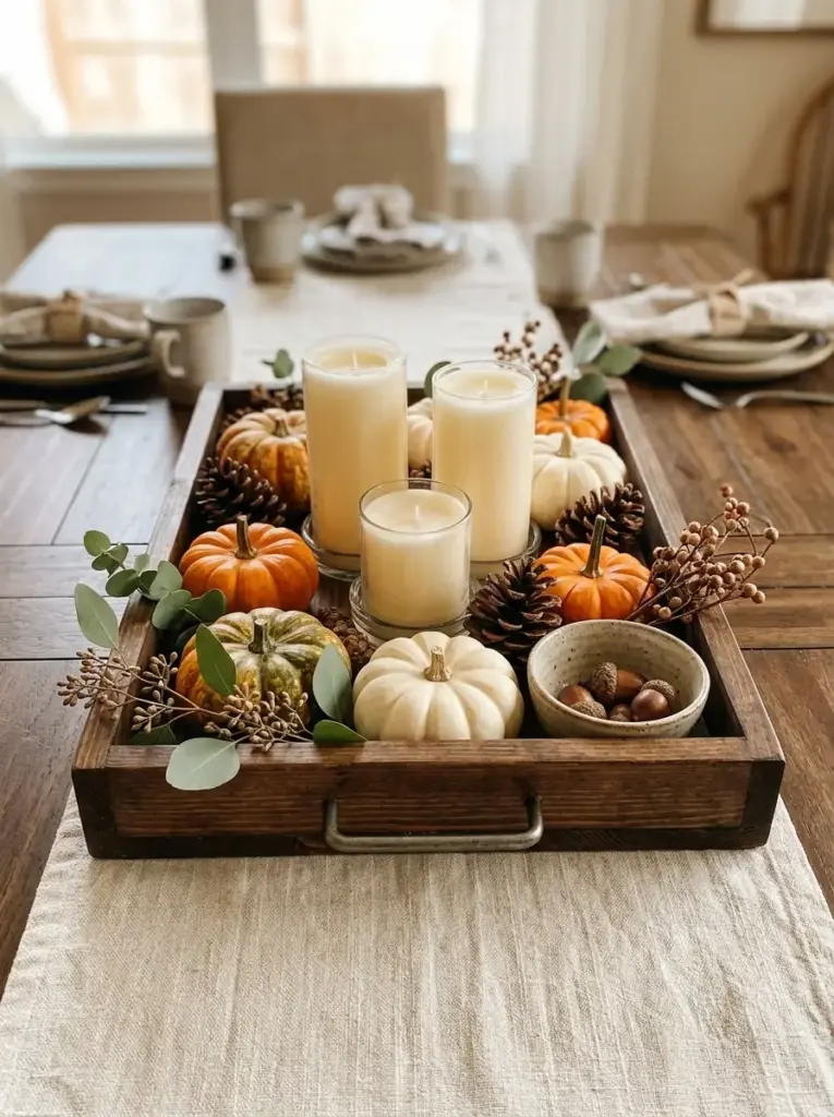 Arrange Decorations on a Wooden Tray