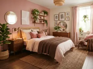 Pink and Brown Bedroom