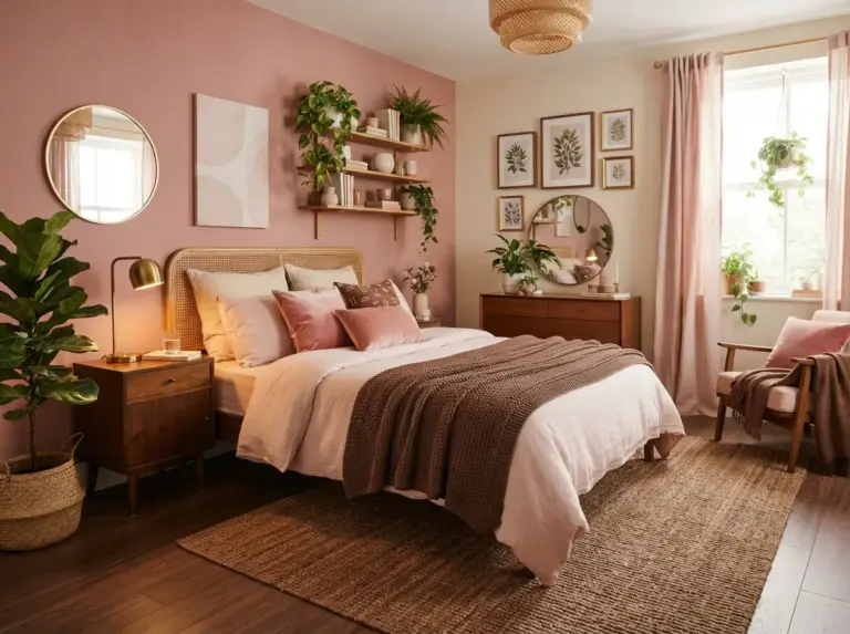 Pink and Brown Bedroom