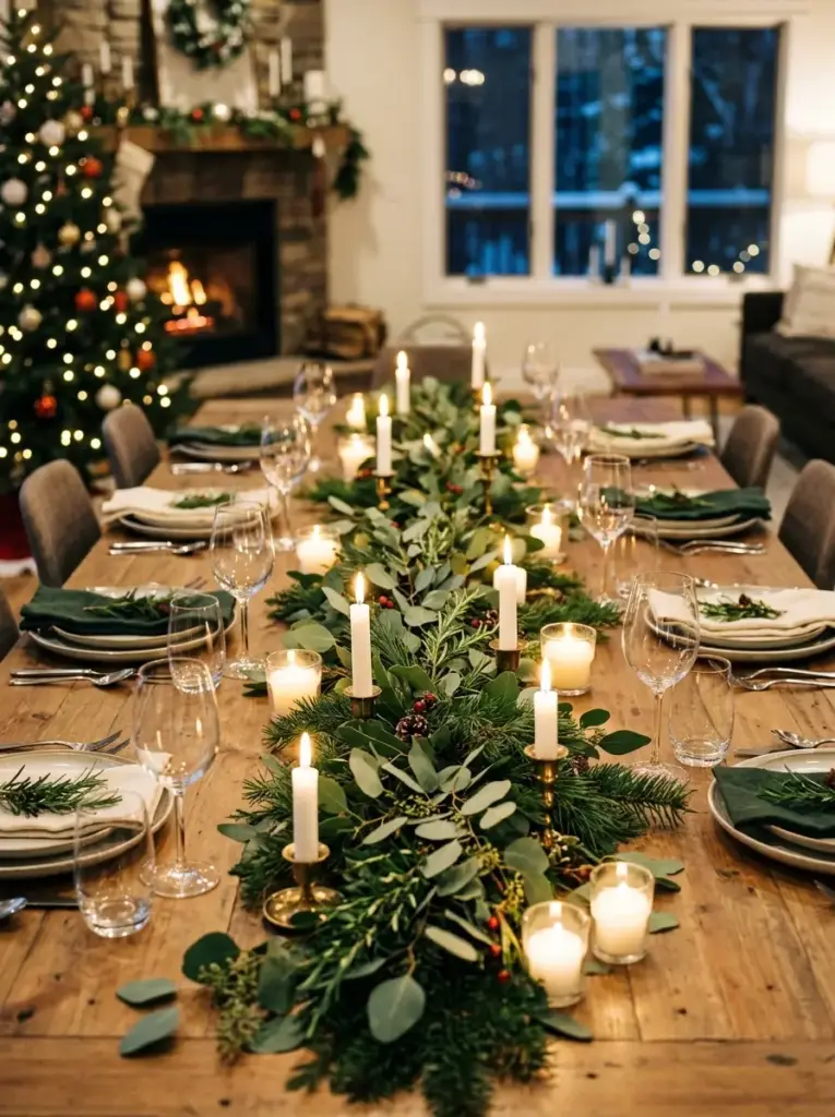 Use a Simple Candle and Greenery Runner