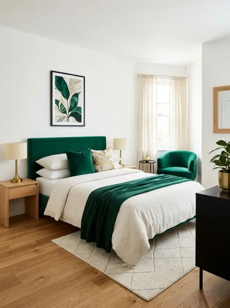 Add Emerald Green Accents Instead of Full Walls