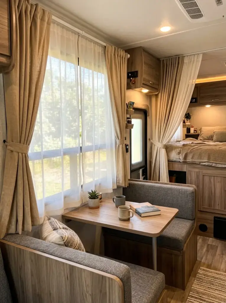 Add Layered Curtains For A Designer RV Interior