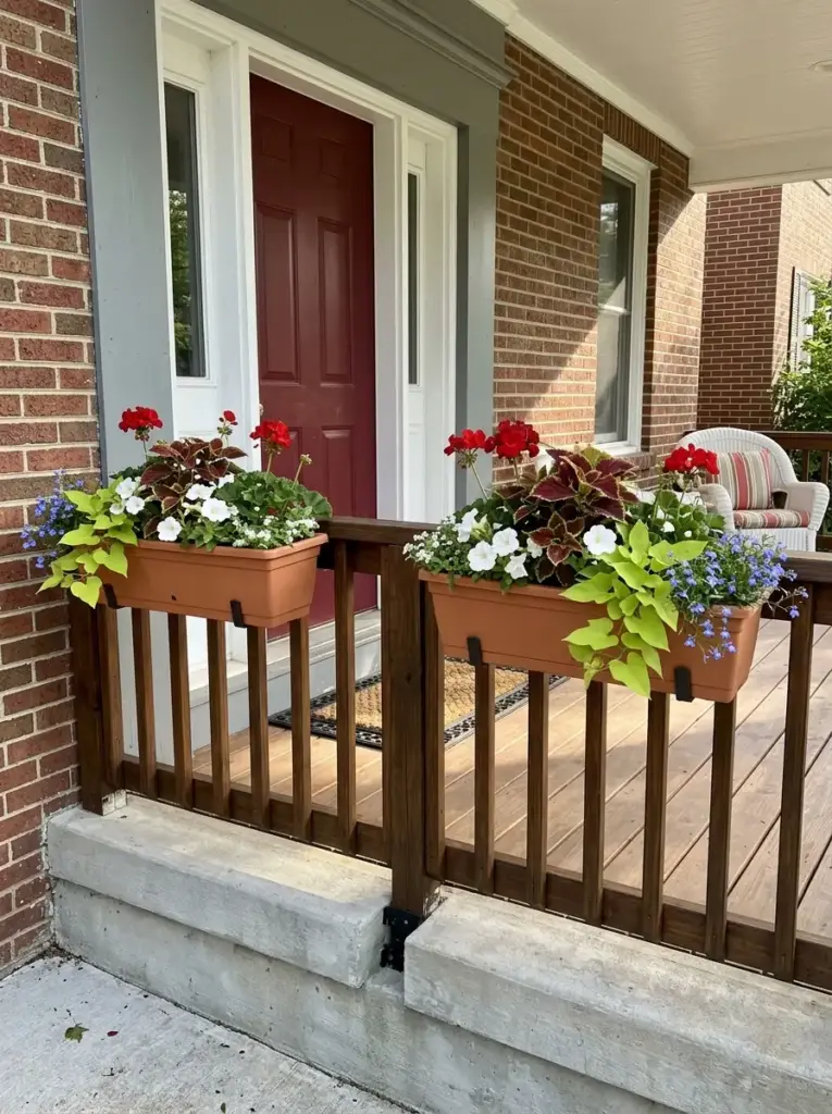 Add Railing Planters Without Overcrowding the Porch